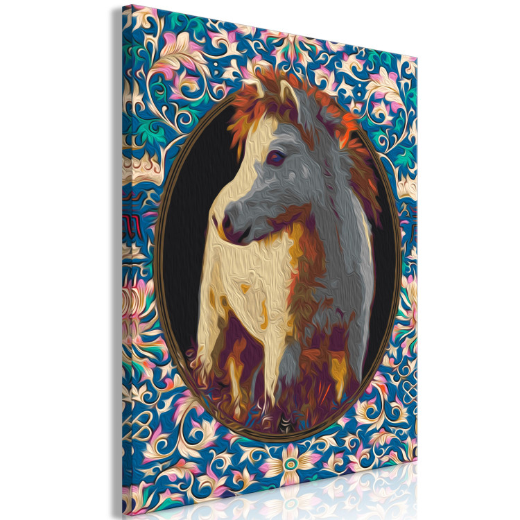 Paint by Number Kit Magic Animal - Portrait of a Beige Horse among Colorful Flowers 146532 additionalImage 6