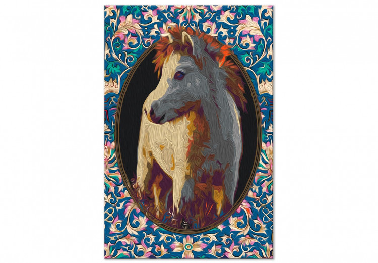 Paint by Number Kit Magic Animal - Portrait of a Beige Horse among Colorful Flowers 146532 additionalImage 4