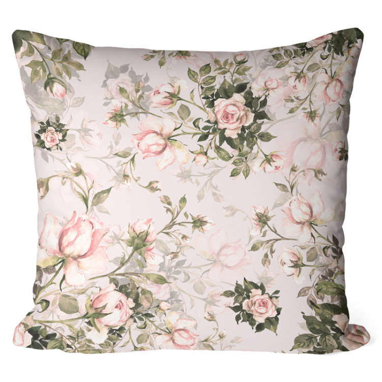 Decorative Microfiber Pillow In a rose garden - flower composition in shades of green and pink cushions 146932