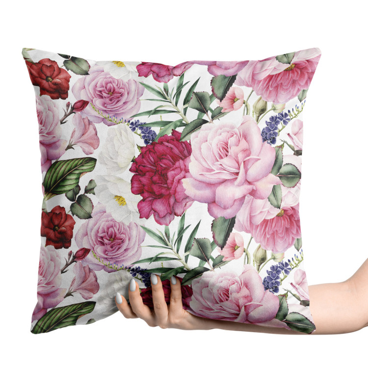 Decorative Velor Pillow Spring perfume - peony and rose flowers in Provencal style 147132 additionalImage 2