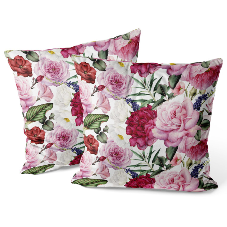 Decorative Velor Pillow Spring perfume - peony and rose flowers in Provencal style 147132 additionalImage 3