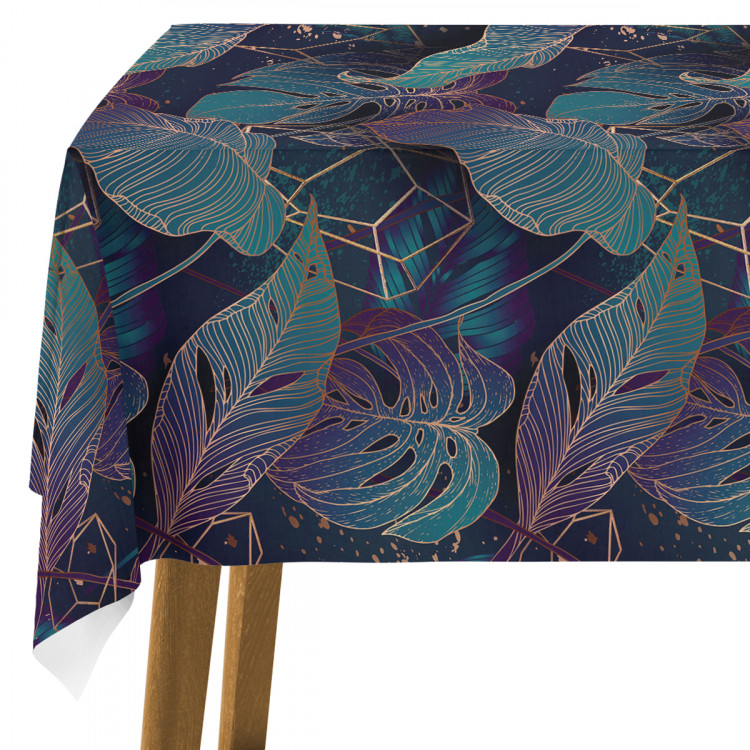 Tablecloth Botanical aurora - an exotic, golden composition of leaves and montera 147232