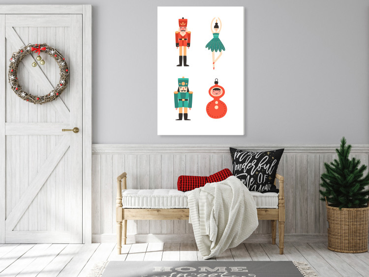 Canvas Print Christmas Tree Toys - Toy Soldiers and a Ballerina in Festive Colors 148032 additionalImage 3