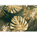 Photo Wallpaper Golden Leaves - Floral Composition With Monsters on a Green Background 148432 additionalThumb 5