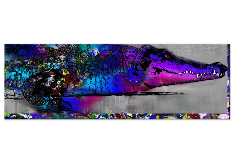 Canvas Art Print Blue Alligator (1-piece) - abstraction with a colorful animal 148832