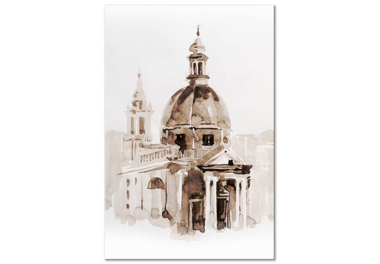 Canvas Architecture of Rome - Capital of Italy Painted With Watercolor in Sepia 149832