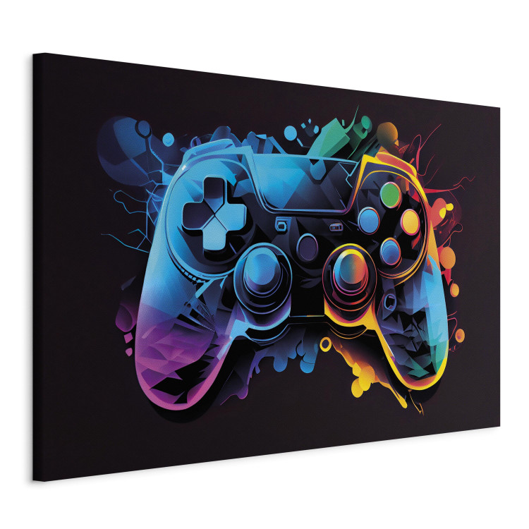 Canvas Art Print Colorful Gameplay - Game Controller in Multi-Colored Backlight 150632 additionalImage 2