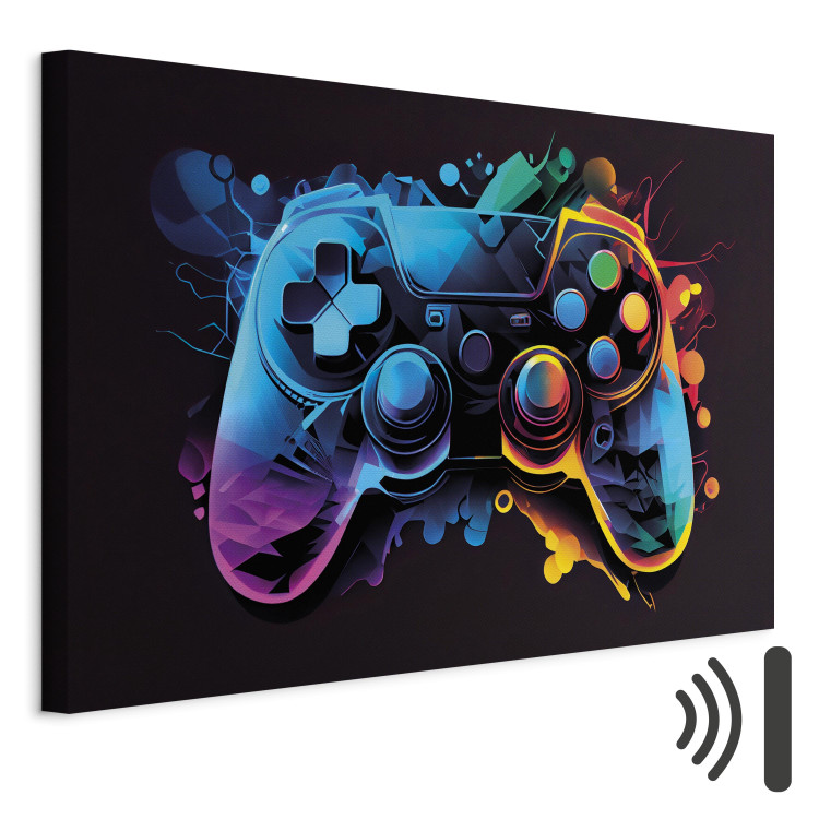 Canvas Art Print Colorful Gameplay - Game Controller in Multi-Colored Backlight 150632 additionalImage 8