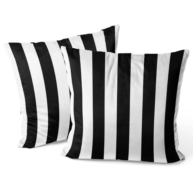 Decorative Velor Pillow Striped Zebra - Minimalist Black and White Composition 151332 additionalImage 2