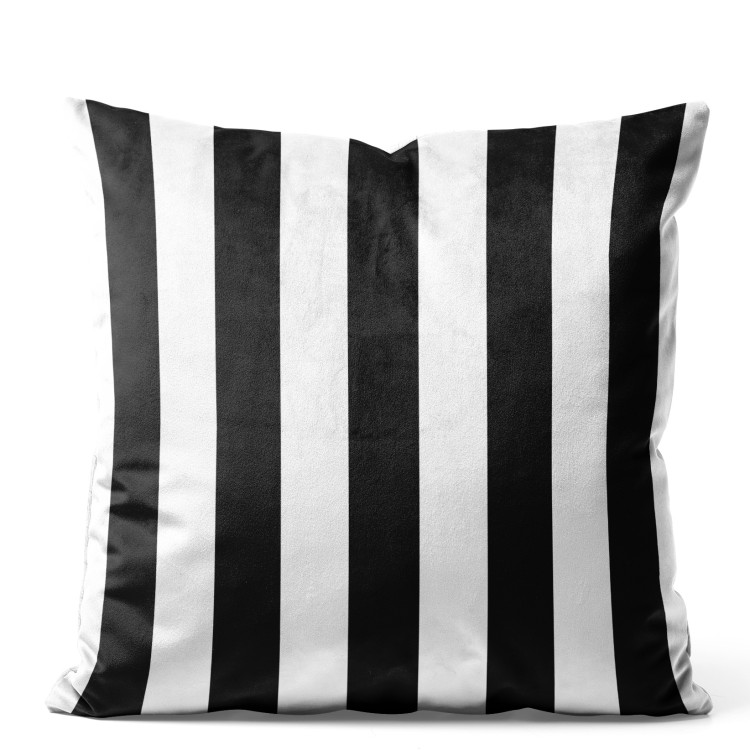 Decorative Velor Pillow Striped Zebra - Minimalist Black and White Composition 151332