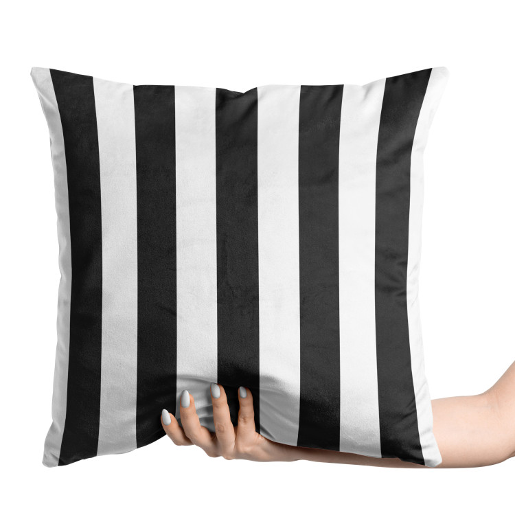 Decorative Velor Pillow Striped Zebra - Minimalist Black and White Composition 151332 additionalImage 4