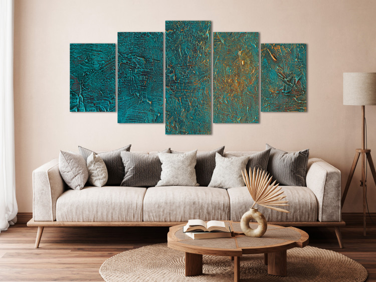 Canvas Azure Mirror - Dark Green Abstraction With Bright Accents 151432 additionalImage 3