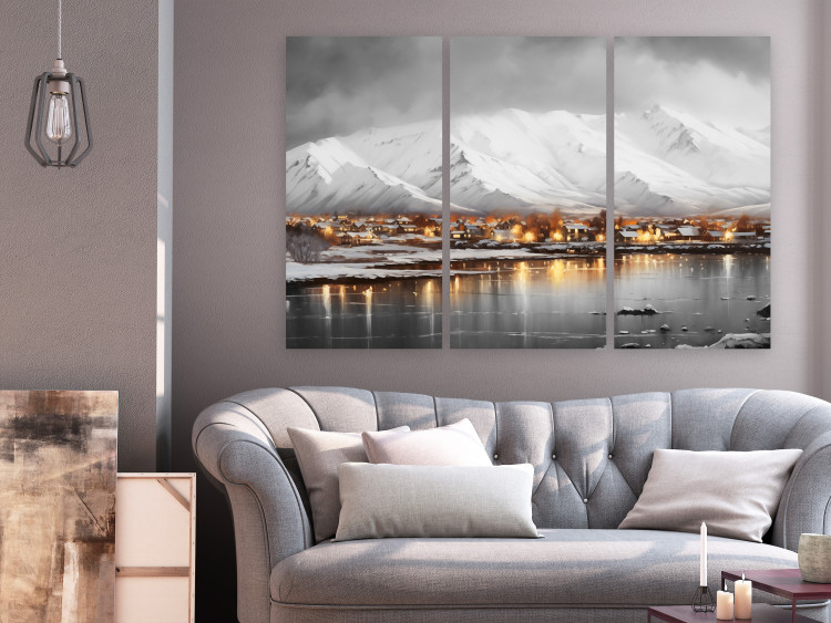 Canvas Art Print Reykjavik - Icelandic Winter Landscape with Mountains 151932 additionalImage 3