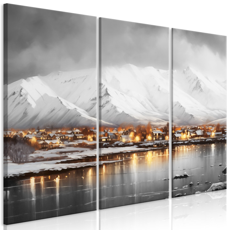 Canvas Art Print Reykjavik - Icelandic Winter Landscape with Mountains 151932 additionalImage 2