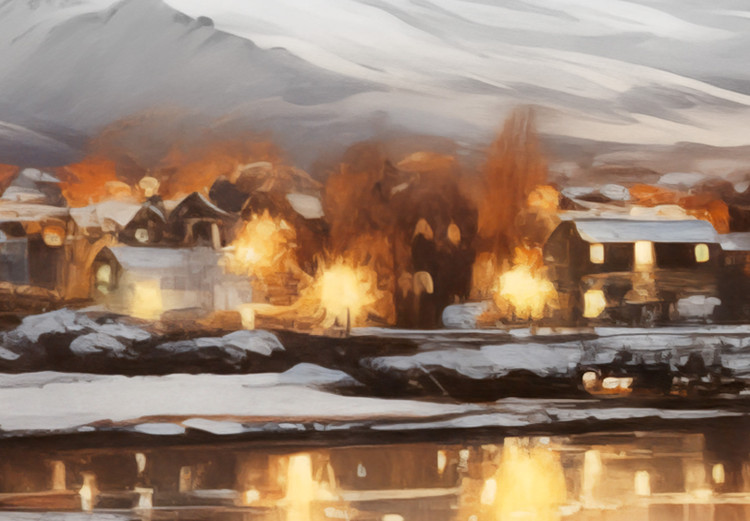 Canvas Art Print Reykjavik - Icelandic Winter Landscape with Mountains 151932 additionalImage 4
