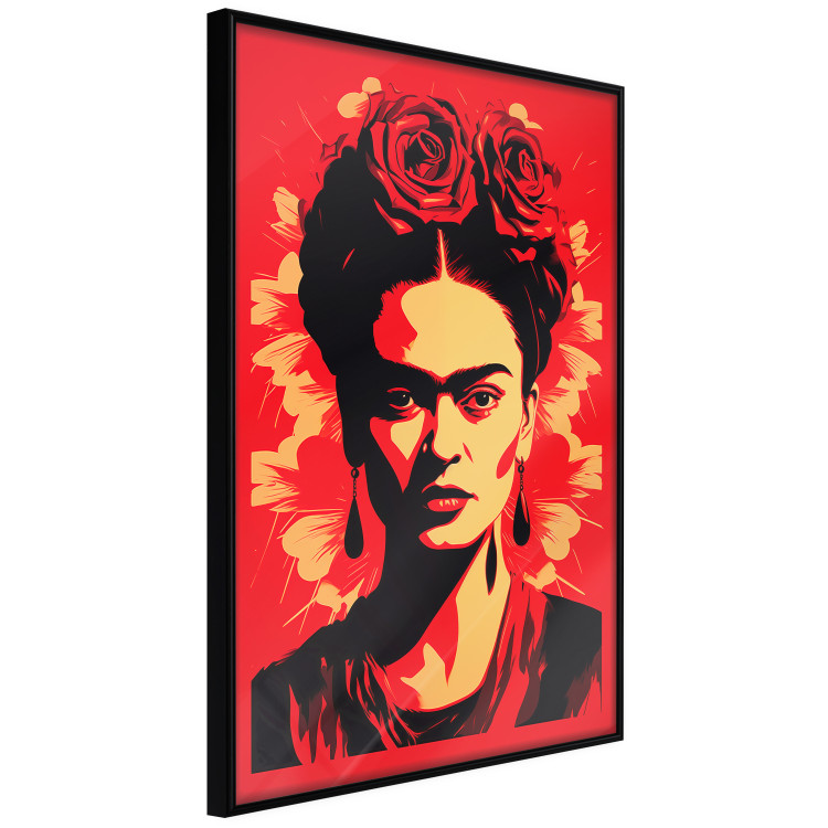 Wall Poster Portrait of Frida - A Poster-Like Representation of the Painter on a Red Background 152232 additionalImage 5
