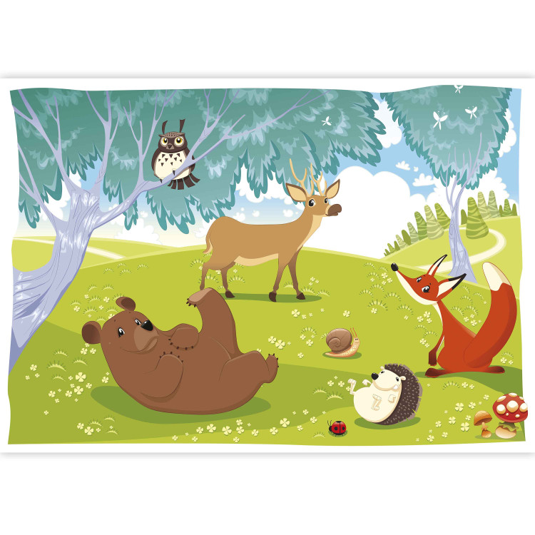 Photo Wallpaper Enchanted World - Forest animals in the lap of nature with trees for children 61832 additionalImage 3