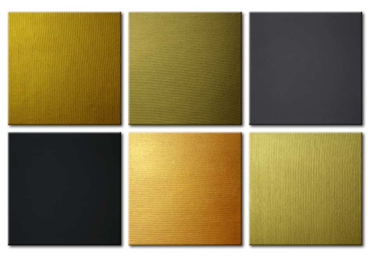 Canvas Print Square Arrangement (6-piece) - Six Geometric Figures in Gold 93932