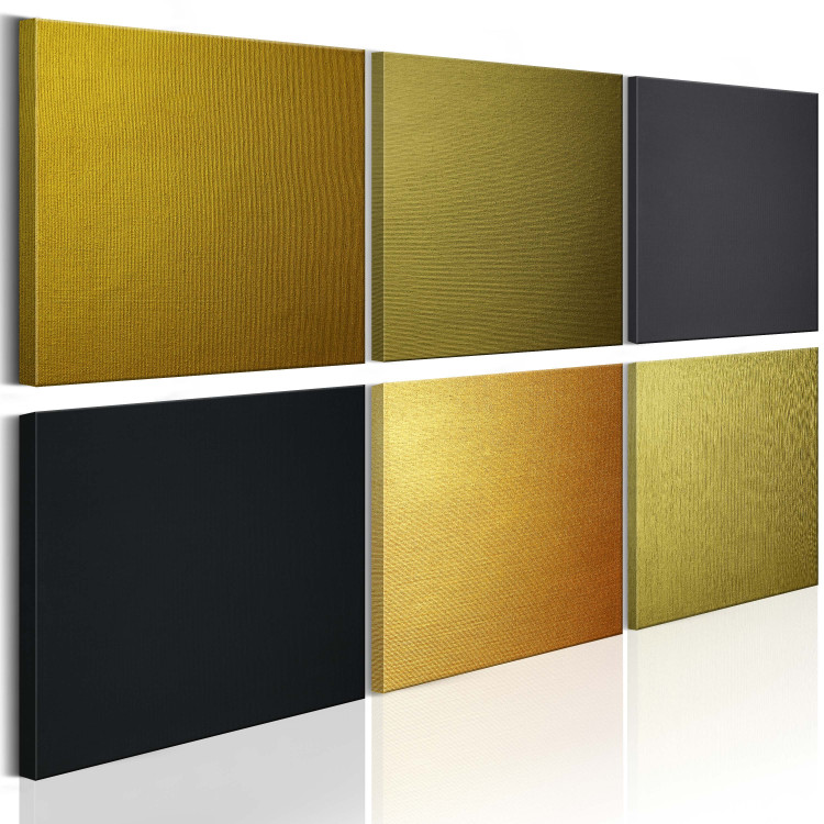 Canvas Print Square Arrangement (6-piece) - Six Geometric Figures in Gold 93932 additionalImage 2