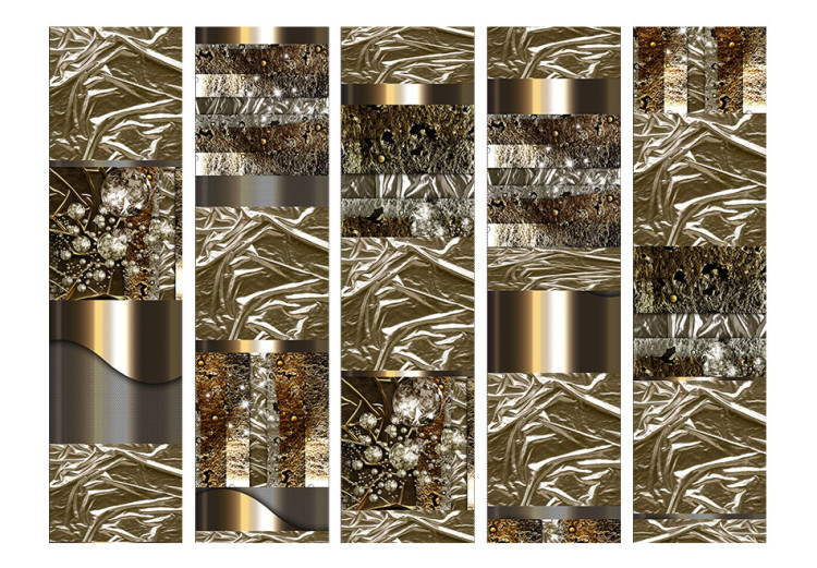 Room Separator Aurea Mediocritas II - metallic texture with a motif of golden glow 95432 additionalImage 3