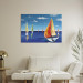 Canvas Summer Afternoon - Hand-painted Colorful Sailboats on Lake 97932 additionalThumb 3