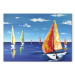 Canvas Summer Afternoon - Hand-painted Colorful Sailboats on Lake 97932