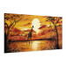 Canvas Art Print Lonely Giraffe - Artistic Savanna Landscape with Sunset Background 98132 additionalThumb 2