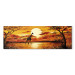 Canvas Art Print Lonely Giraffe - Artistic Savanna Landscape with Sunset Background 98132