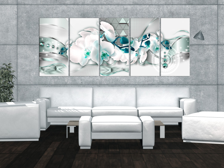 Canvas Art Print Orchids and Abstraction (5-piece) - Plant Composition in Orchids 105042 additionalImage 3