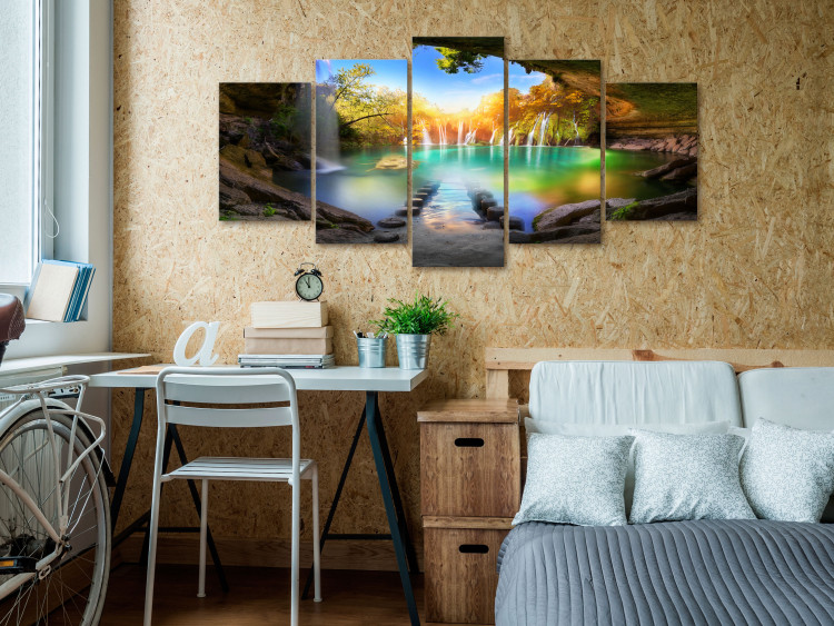 Canvas Print Turquoise Lake (5 Parts) Wide 108442 additionalImage 3