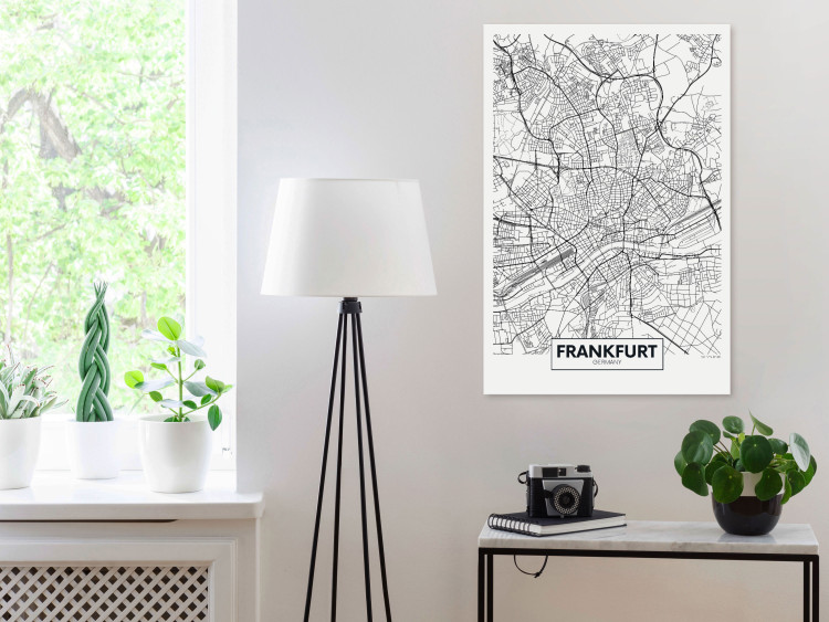 Canvas Frankfurt streets - black and white linear map of the German city 116342 additionalImage 3
