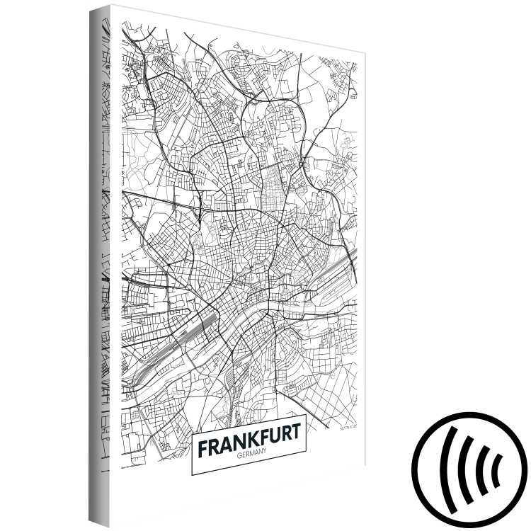 Canvas Frankfurt streets - black and white linear map of the German city 116342 additionalImage 6