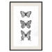 Poster Three Different Butterflies - simple black and white composition with winged insects 116942 additionalThumb 18