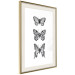 Poster Three Different Butterflies - simple black and white composition with winged insects 116942 additionalThumb 2