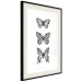 Poster Three Different Butterflies - simple black and white composition with winged insects 116942 additionalThumb 3