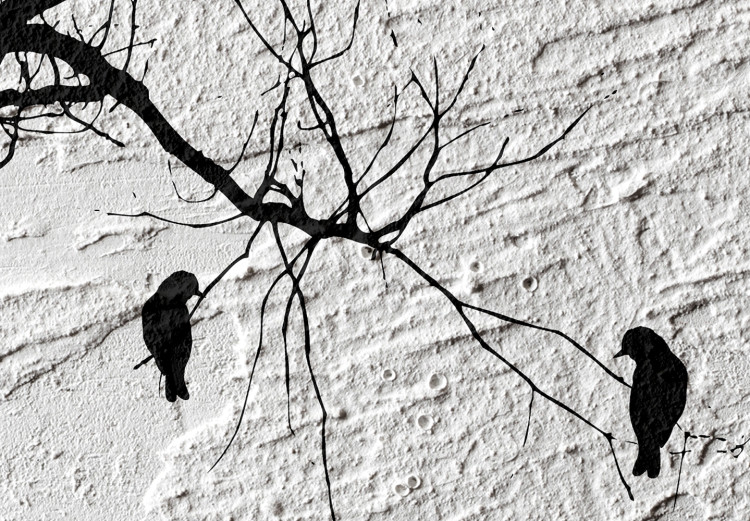 Canvas Art Print Birds on a tree - black nature landscape on a concrete background 117242 additionalImage 4