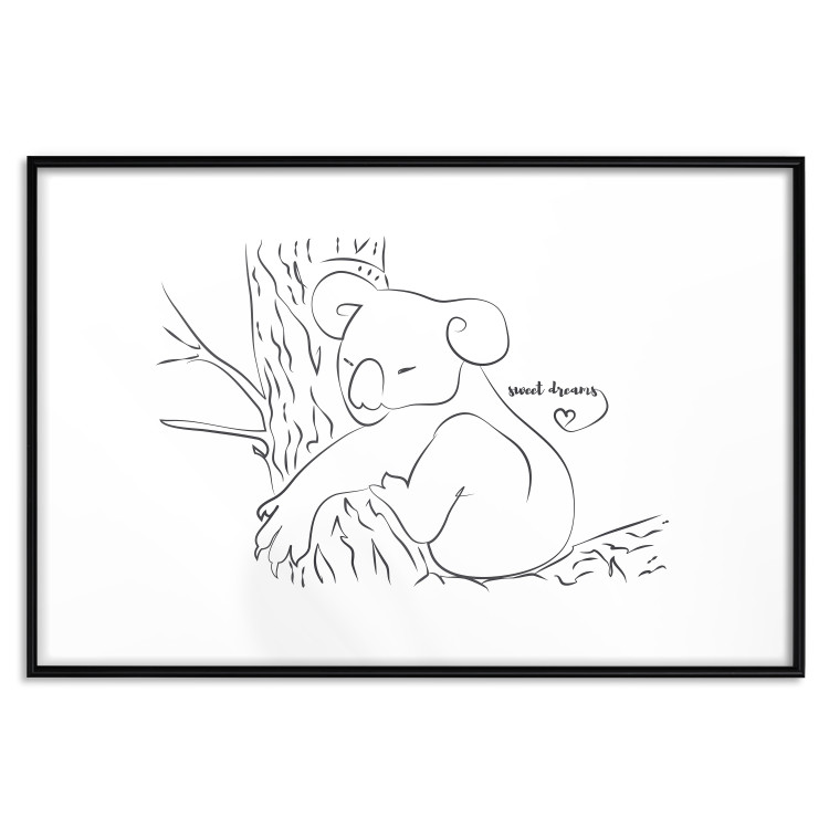 Poster Sleeping Koala - black and white line art with a koala and English text 117542 additionalImage 17