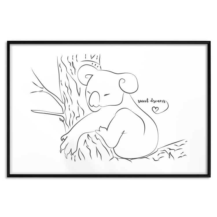 Poster Sleeping Koala - black and white line art with a koala and English text 117542 additionalImage 24