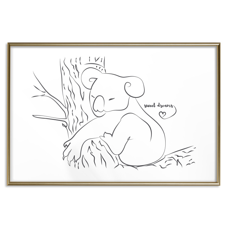 Poster Sleeping Koala - black and white line art with a koala and English text 117542 additionalImage 20