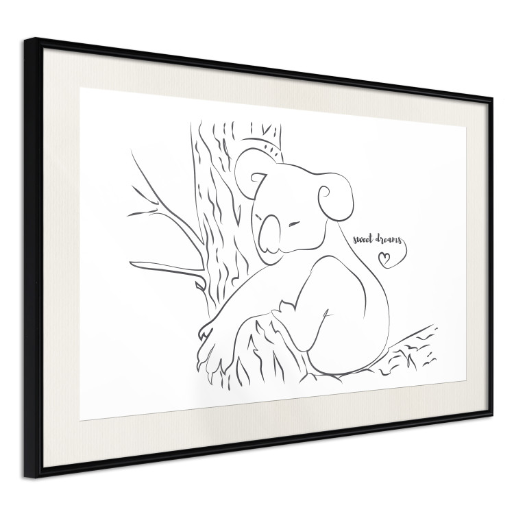 Poster Sleeping Koala - black and white line art with a koala and English text 117542 additionalImage 3