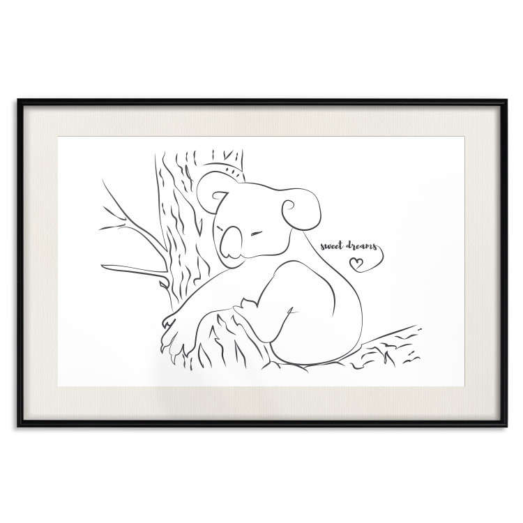 Poster Sleeping Koala - black and white line art with a koala and English text 117542 additionalImage 18