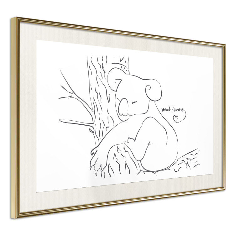 Poster Sleeping Koala - black and white line art with a koala and English text 117542 additionalImage 2