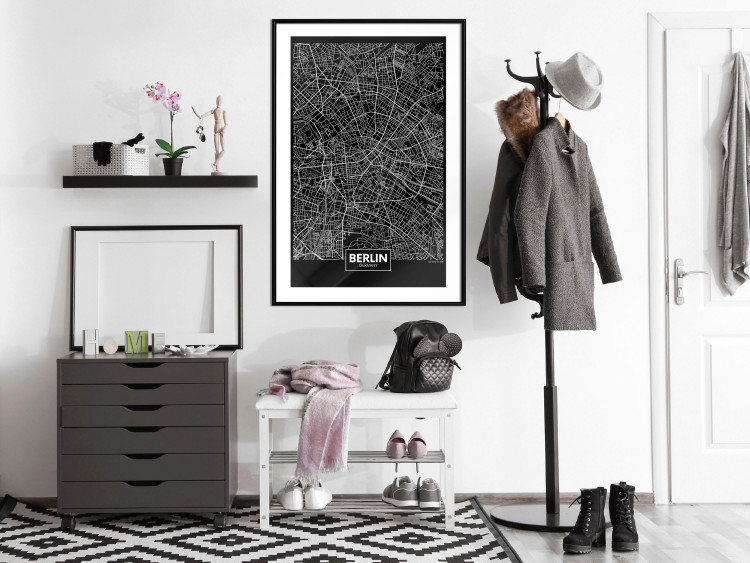 Wall Poster Dark Map of Berlin - black and white composition with the German city 118142 additionalImage 6