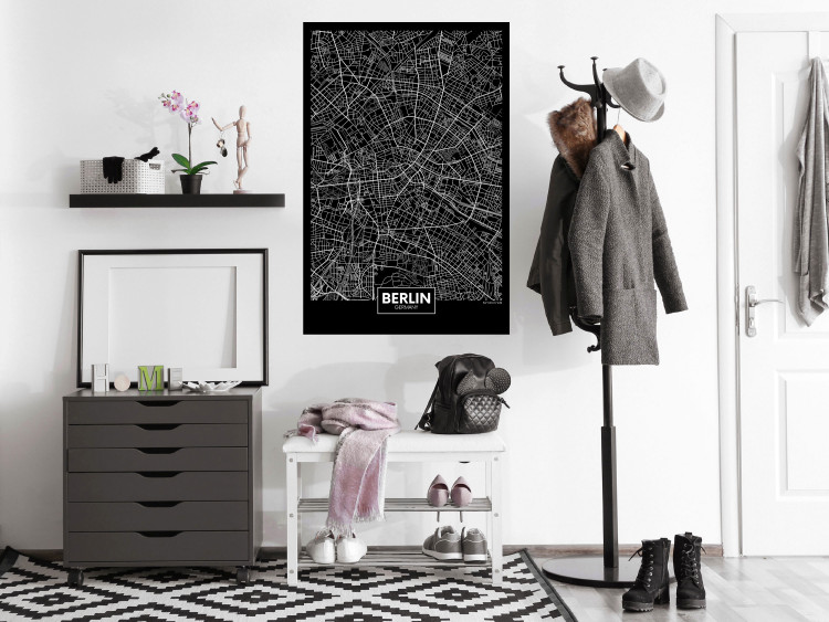 Wall Poster Dark Map of Berlin - black and white composition with the German city 118142 additionalImage 23
