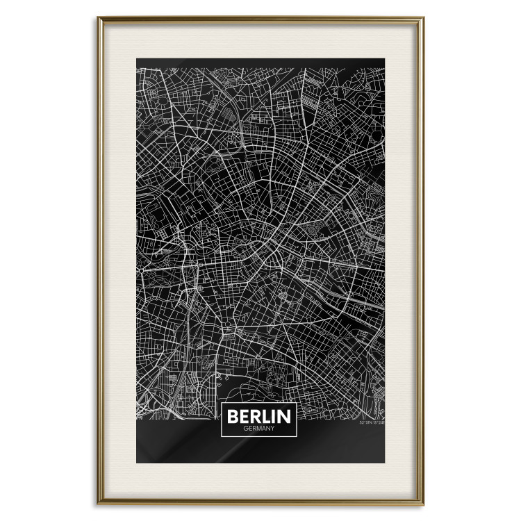 Wall Poster Dark Map of Berlin - black and white composition with the German city 118142 additionalImage 19