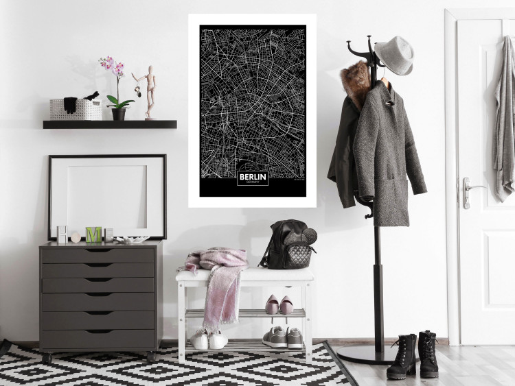 Wall Poster Dark Map of Berlin - black and white composition with the German city 118142 additionalImage 4