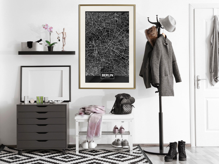 Wall Poster Dark Map of Berlin - black and white composition with the German city 118142 additionalImage 21