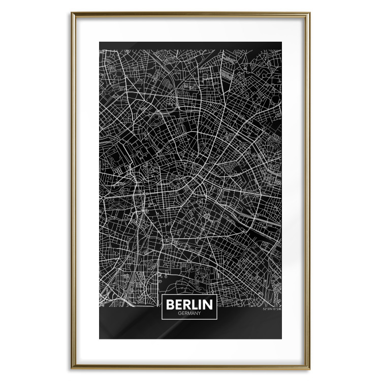 Wall Poster Dark Map of Berlin - black and white composition with the German city 118142 additionalImage 14
