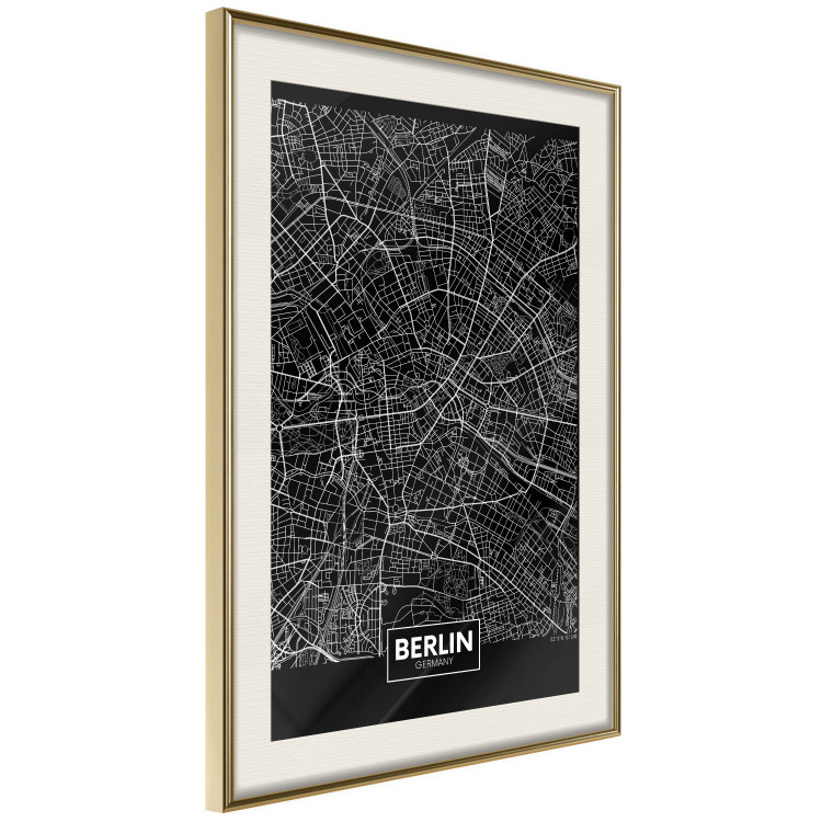 Wall Poster Dark Map of Berlin - black and white composition with the German city 118142 additionalImage 2