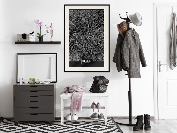 Wall Poster Dark Map of Berlin - black and white composition with the German city 118142 additionalImage 22